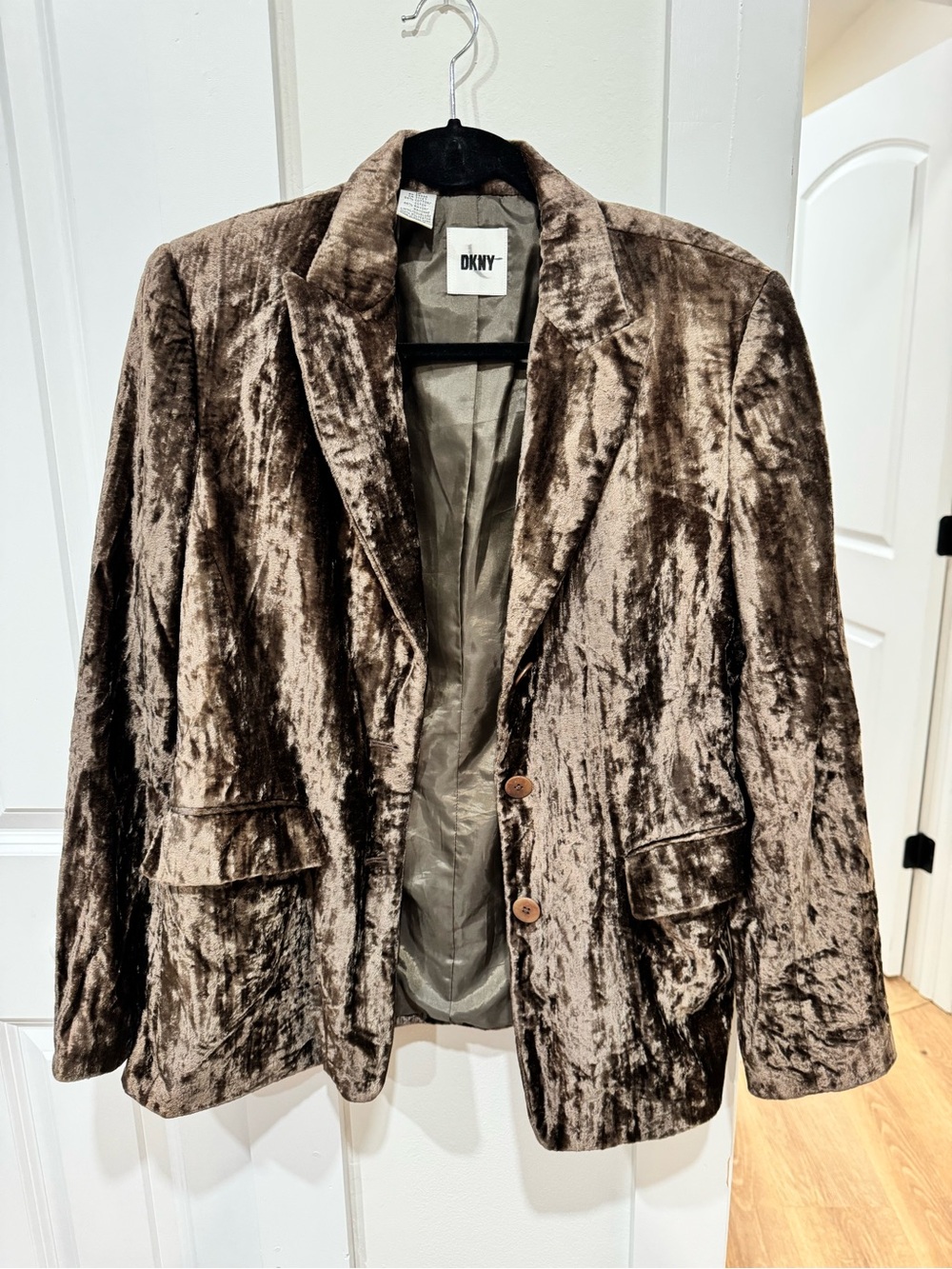 DKNY Crushed Velvet Brown Blazer Jacket